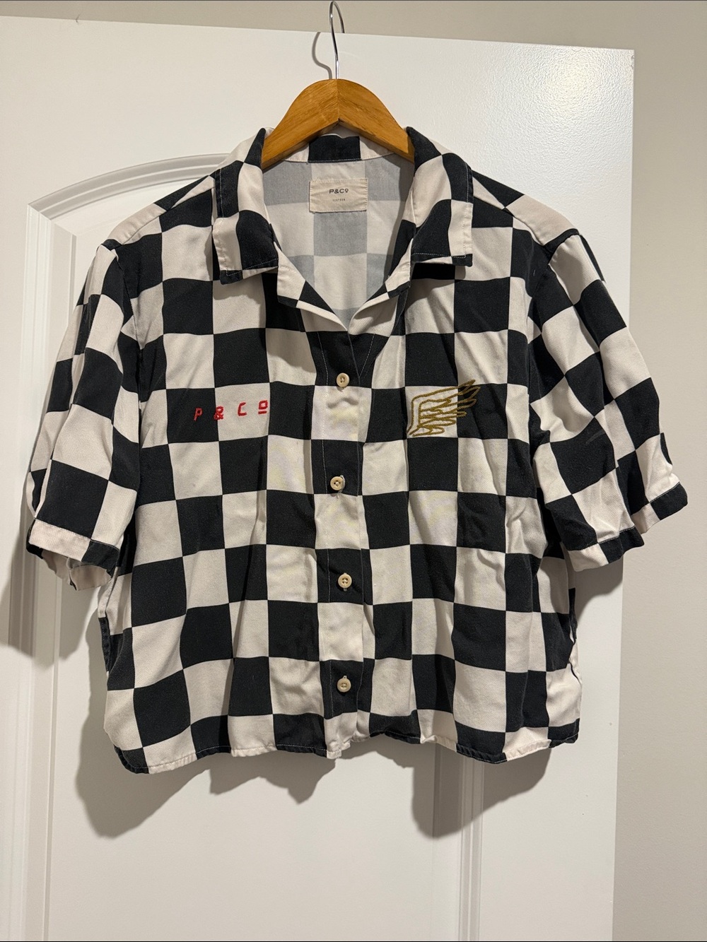 P&Co Messenger Bowling Shirt Checkerboard 🏁